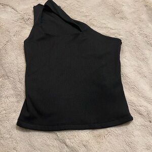 Dynamite Black One-Shoulder Tank Top